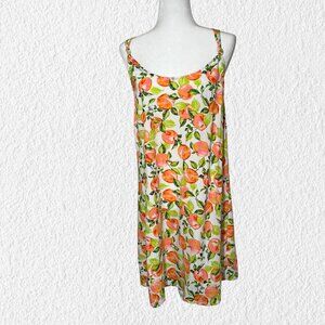 BCBG Paris Peach Print Swim Cover Up Mini Dress NWT Criss Cross Back